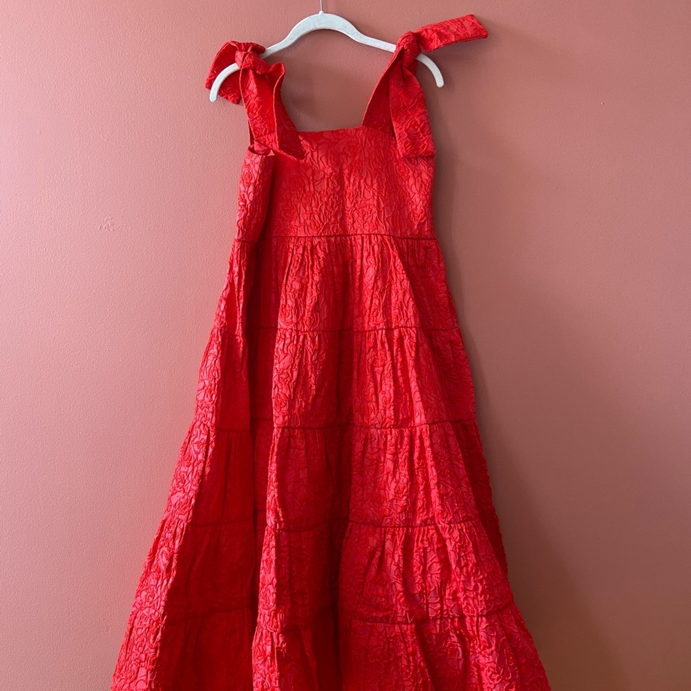 Sister Jane Red Jacquard Midi Dress